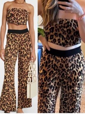 NWT STAUD Shane Leopard Print Scarf Top Multicolor Bandana Style Jacquard Knit